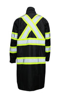 RK Safety TBK77 Class 3 Rainwear Reflective Hi-Viz Black Bottom Long Rain Coat(Black)-RK Safety-RK Safety
