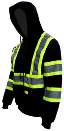 ANSI Class 1 High Visibility Sweatshirt Full Zip Hooded -H9013-RK Safety-RK Safety