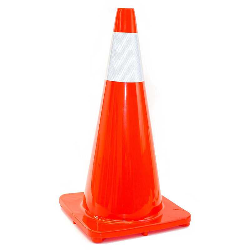 (Set of 8) 28" RK Orange Safety Traffic PVC Cones, Orange Base with One Reflective Collar-RK Safety-RK Safety