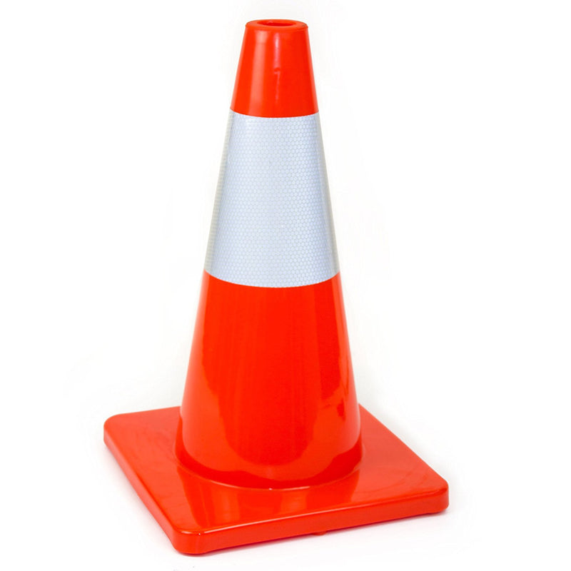 (Set of 12) 18" RK Orange Safety Traffic PVC Cones, Orange Base with One Reflective Collar-RK Safety-RK Safety
