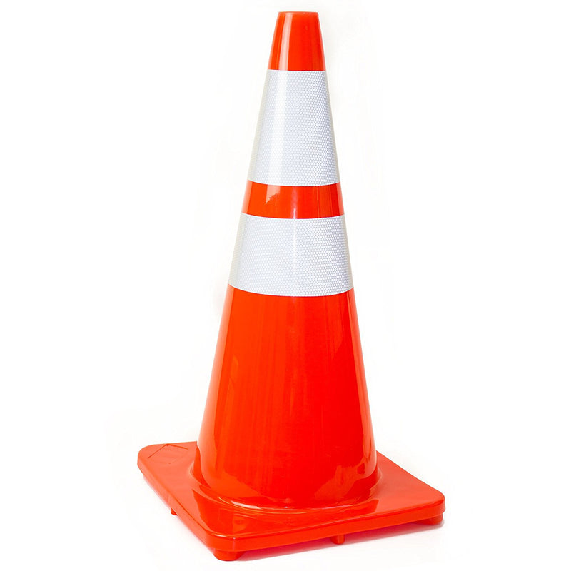 (Set of 8) 28" RK Orange Safety Traffic PVC Cones, Orange Base with 6" + 4" Reflective Collars-RK Safety-RK Safety