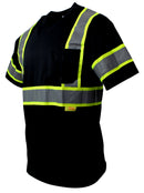 NY BFS-T5511,12 & 13 High-Visibility Class 3 T Shirt with Moisture Wicking Mesh Birdseye, Black Bottom (Lime, Orange & Black)-RK Safety-RK Safety