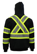 New York Hi-Viz Workwear H8313 Men's ANSI Class 1 High Visibility Class 3 Sweatshirt, Hooded Pullover, Knit Lining (Black)-RK Safety-RK Safety
