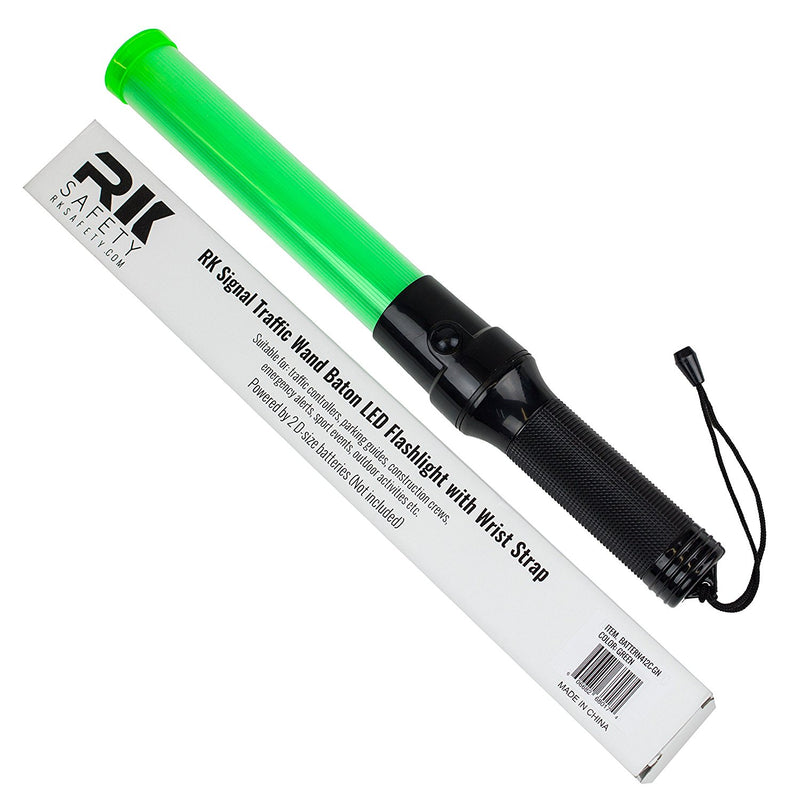 Signal Traffic Wand Baton LED Flashlight with Wrist Strap - Green-RK Safety-RK Safety