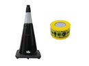 RK-Safety 28" Traffic Safety Cone, Black Base with High-Visibility Pandemic Barricade Tape-RK Safety-RK Safety