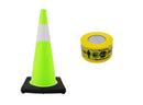 RK-Safety 28" Traffic Safety Cone, Black Base with High-Visibility Pandemic Barricade Tape-RK Safety-RK Safety