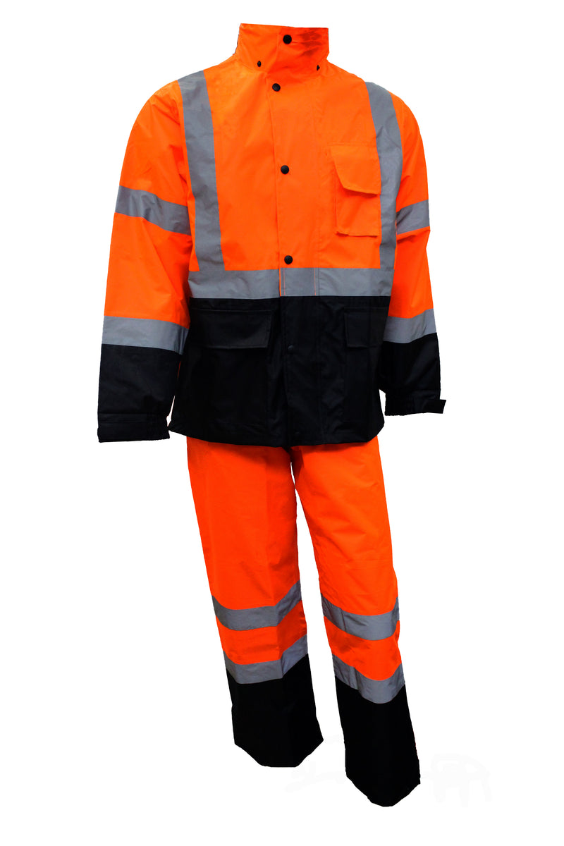 RK Class 3 Rain Suit High Visibility Reflective Black Bottom-RK Safety-RK Safety
