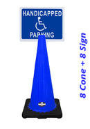 RK-Safety 28" Blue Cone, Black base without Reflective Tape, Plus Cone Sign 40 "Handicapped Parking", (Cone-8 ea + Cone Sign-8 ea)-RK Safety-RK Safety