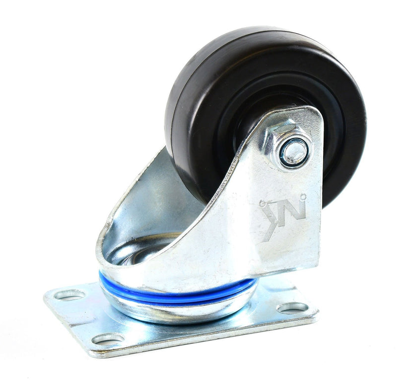 NK 3 Inch Low Profile Hard Rubber Wheel Swivel Plate Casters - CHR3SSRE-4-NK-RK Safety