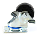 NK 3 Inch Low Profile Hard Rubber Wheel Swivel Plate Casters with Brake - CHR3SSBRRE-4-NK-RK Safety