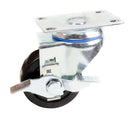 NK 3 Inch Low Profile Hard Rubber Wheel Swivel Plate Casters with Brake - CHR3SSBRRE-4-NK-RK Safety