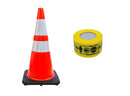 RK-Safety 28" Traffic Safety Cone, Black Base with High-Visibility Pandemic Barricade Tape-RK Safety-RK Safety