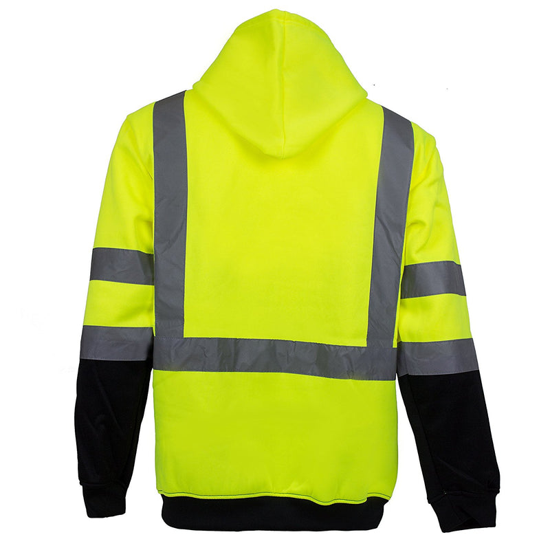 ANSI Class 3 High Visibility Sweatshirt Full Zip Hooded -H9012-New York Hi-Viz Workwear-RK Safety