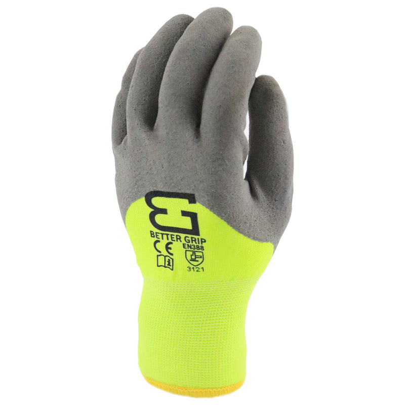 Better Grip BGWANS3/4 Safety Winter Insulated Double Lining Rubber Latex 3/4 Coated Work Gloves, 3 Pairs/Pack (Lime)-RK Safety-RK Safety