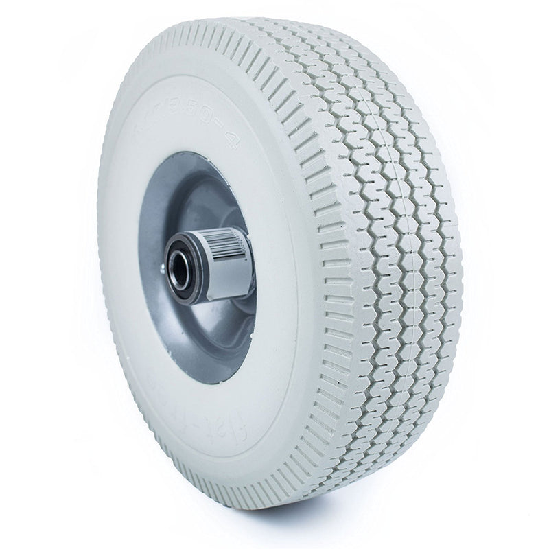 NK 10" x 3.5" Solid Rubber Flat Free Tubeless Wheel -WFF10GY-NK-RK Safety
