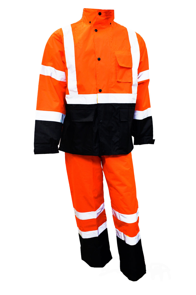 RK Class 3 Rain Suit High Visibility Reflective Black Bottom-RK Safety-RK Safety