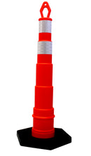RK Safety 42" Orange Delineator Post Cone with 13 lbs. Rubber Base, Dual Reflective Bands (3 Sets (Post & Base))-RK Safety-RK Safety