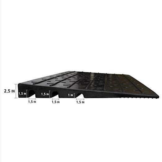 RK Safety RK-RUP-8 2.5" Rubber Threshold Ramp with 3 Channels with Slip-Resistant Surface …-RK Safety-RK Safety
