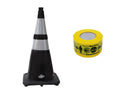 RK-Safety 28" Traffic Safety Cone, Black Base with High-Visibility Pandemic Barricade Tape-RK Safety-RK Safety