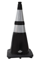 28" RK Black Safety Traffic PVC Cones, Black Base with Two Reflective Collar…-RK Safety-RK Safety