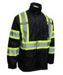 RK Safety TBK66 Class 3 Rain suit, Jacket, Pants High Visibility Reflective Black Bottom with X Pattern (Black)-RK Safety-RK Safety