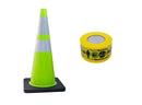 RK-Safety 28" Traffic Safety Cone, Black Base with High-Visibility Pandemic Barricade Tape-RK Safety-RK Safety