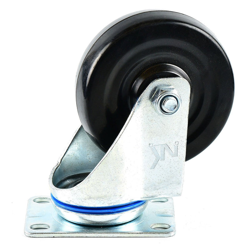 NK 4 Inch Low Profile Hard Rubber Wheel Swivel Plate Casters - CHR4SSRE-4-NK-RK Safety