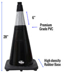 28" RK Black Safety Traffic PVC Cones, Black Base with One Reflective Collar…-RK Safety-RK Safety