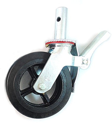 RK Scaffold 8"x2" Black Rubber Mold-on Steel Caster Wheel with Brake-RK Industries Group, Inc-RK Safety