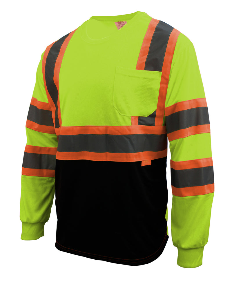 RK Safety BFL-T5711,12 & 13Class 2 High Visible Two Tone Reflective Strips Breathable Mesh Tshirts with X Pattern, Pockets Harness D-Ring Pass Thru, ANSI/ISEA (Orange/Lime & Black)-RK Safety-RK Safety