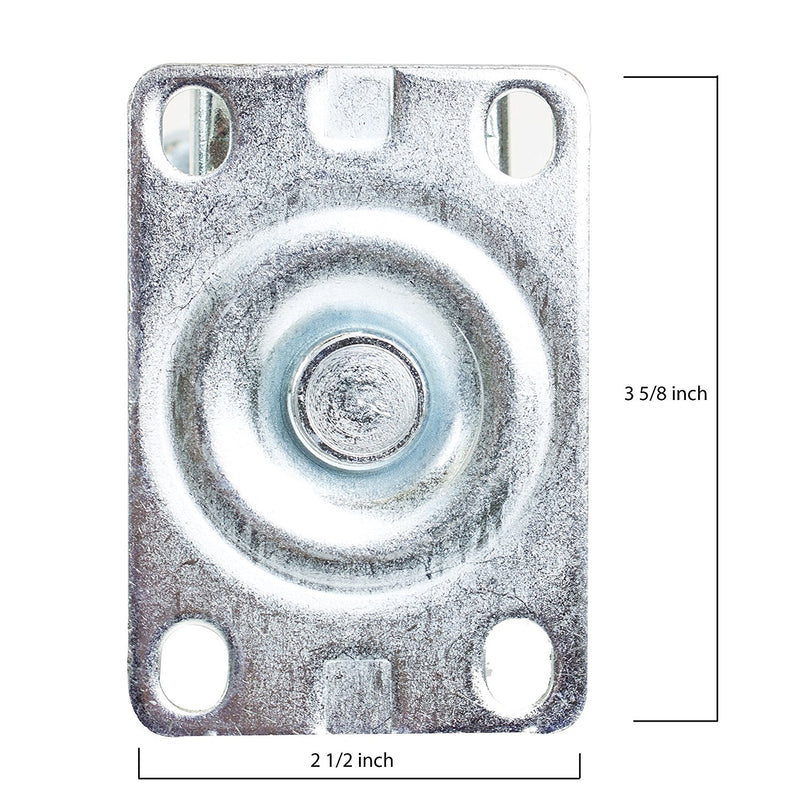 NK 4 Inch Low Profile Hard Rubber Wheel Swivel Plate Casters With Brake - CHR4SSBRRE-4-NK-RK Safety