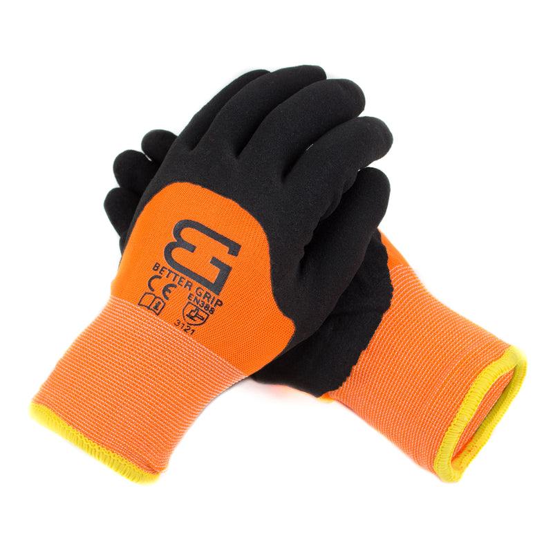 Better Grip Safety Winter Insulated Double Lining Rubber 3/4 Coated Work Gloves, 3 Pairs/ Pack - BGWANS3/4-OR-Better Grip-RK Safety