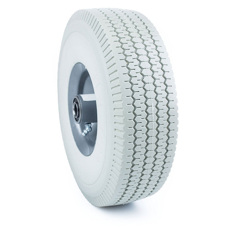 NK 10" x 3.5" Solid Rubber Flat Free Tubeless Wheel -WFF10GY-NK-RK Safety