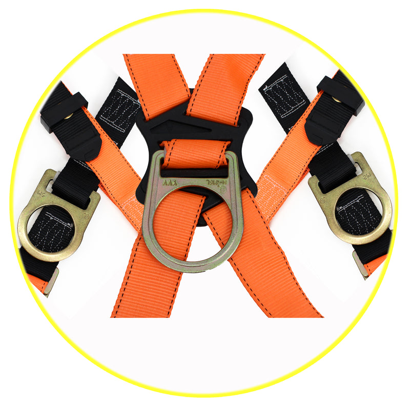 Spidergard SPH002 Three D-Ring Full Body Fall Protection Safety Harness (Yellow, L-XL) (1 Pack, Orange)-RK Safety-RK Safety