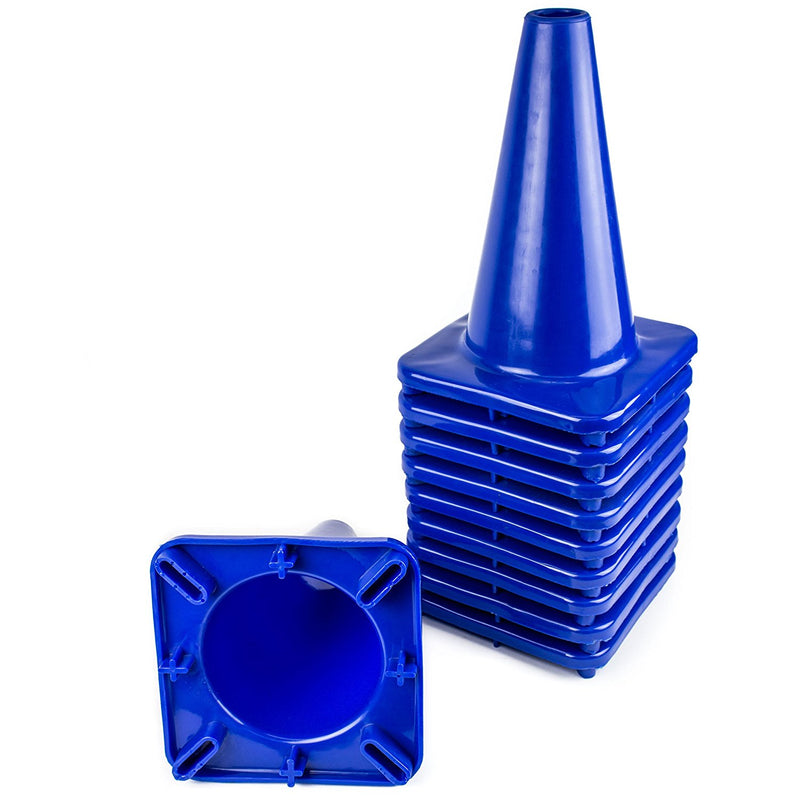 (Set of 10) 12" PVC Traffic Safety Cones, Plain - Blue-RK Safety-RK Safety