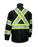 RK Safety TBK66 Class 3 Rain suit, Jacket, Pants High Visibility Reflective Black Bottom with X Pattern (Black)-RK Safety-RK Safety
