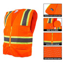 SRUS9811,9812, 9813 Class 2 Two Tone High Visibility Safety Vest- SRUSS9811&SRUSS9812 (Orange, Lime)-New York Hi-Viz Workwear-RK Safety