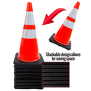 RK 28" Orange Safety Traffic PVC Cones with 6" + 4" Reflective Collars,Black Base-RK Safety-RK Safety