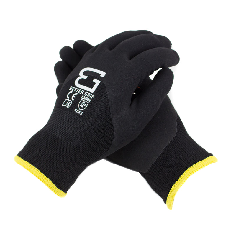 Better Grip Safety Winter Insulated Double Lining Rubber 3/4 Coated Work Gloves, 3 Pairs/ Pack - BGWANS3/4-BK-Better Grip-RK Safety