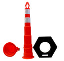 RK Safety 42" Orange Delineator Post Cone with 13 lbs. Rubber Base, Dual Reflective Bands (3 Sets (Post & Base))-RK Safety-RK Safety