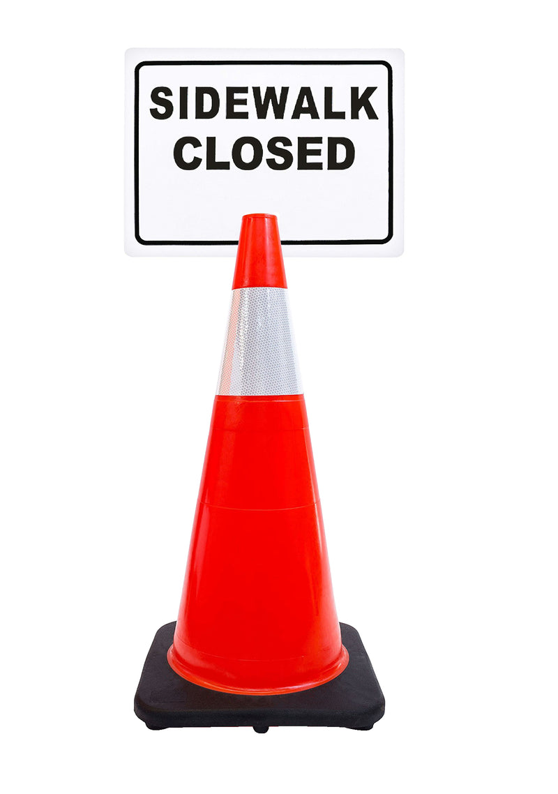 RK-Safety 28" Orange Cone, Black base With One 6" Reflective one Tape, Plus Cone Sign-RK Safety-RK Safety