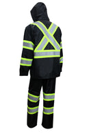 RK Safety TBK66 Class 3 Rain suit, Jacket, Pants High Visibility Reflective Black Bottom with X Pattern (Black)-RK Safety-RK Safety