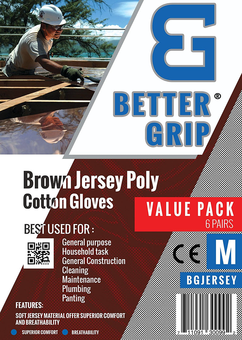 Better Grip BGJERSEY Brown Jersey Work Gloves-Better Grip-RK Safety