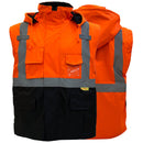 Men's Ansi Class 3 High Visibility Safety Bomber Jacket With Zipper, PVC Pocket, Black Bottom and Detachable sleeve- J8511-RK Safety-RK Safety