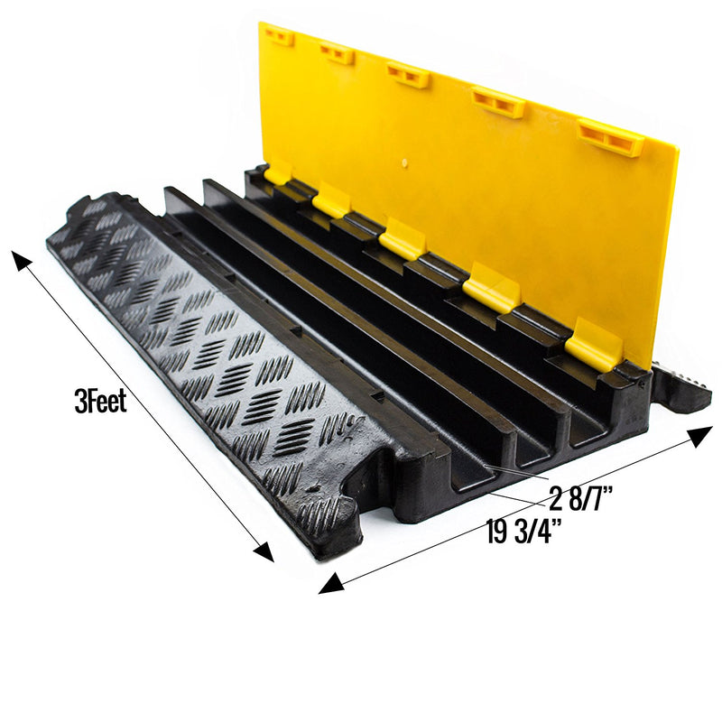 RK RK-CP-3CST, 3Channel Modular Rubber Cable Protector Ramp-Straight-RK Safety-RK Safety
