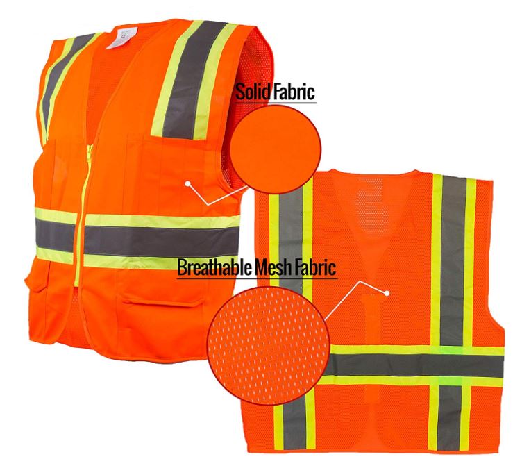 SRUS9811,9812, 9813 Class 2 Two Tone High Visibility Safety Vest- SRUSS9811&SRUSS9812 (Orange, Lime)-New York Hi-Viz Workwear-RK Safety