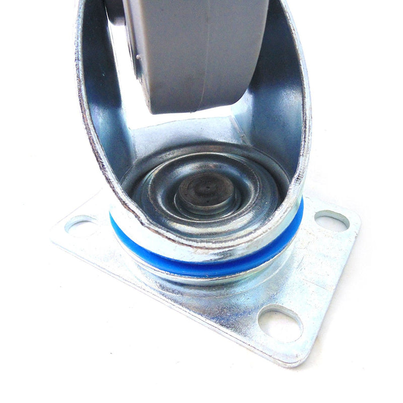 Set of 4 NK Swivel Plate Caster with 4" x 1-1/4" Non Marking Soft Gray Rubber TPR Wheel-NK-RK Safety