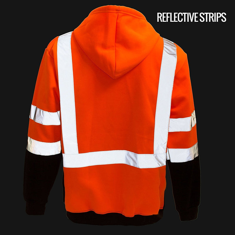 Class 3 High Visibility Sweatshirt , Full Zip Hooded, Fleece - H6611-RK Safety-RK Safety