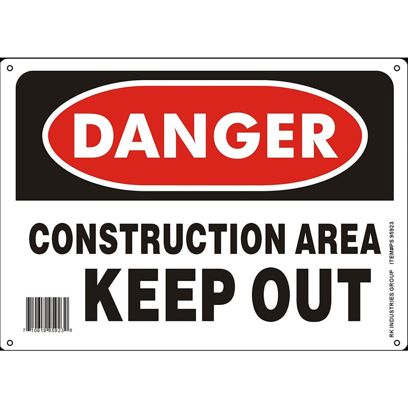 RK OSHA Safety Sign, Legend "Danger Construction Area Keep Out"-RK Safety-RK Safety