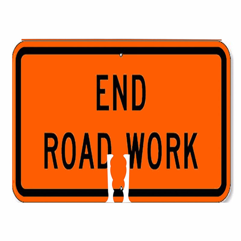 RK Traffic Cone Sign 36 Legend "End Road Work", 18" Width x 14" Height, Black on Orange-RK Safety-RK Safety